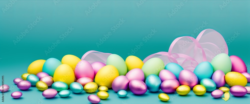 Easter Image. Top view in pastel colours.
