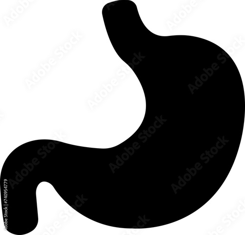 good digestion icon . improve stomach system vector symbol in black filled vector, human internal organs icon symbol, black silhouette images, endoscopy vector, isolated on transparent background.