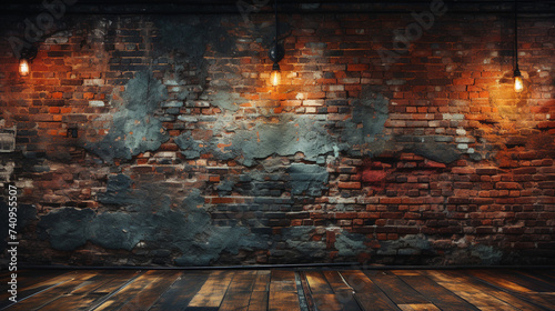 dark room brick wall grunge texture background   reated with Generative Ai