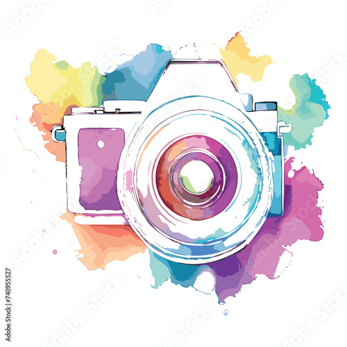 Photo camera icon Vector watercolor splash illustration