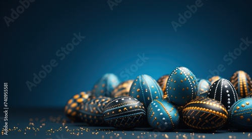 colorful western orient easter eggs over a blue background, animated gifs, da...