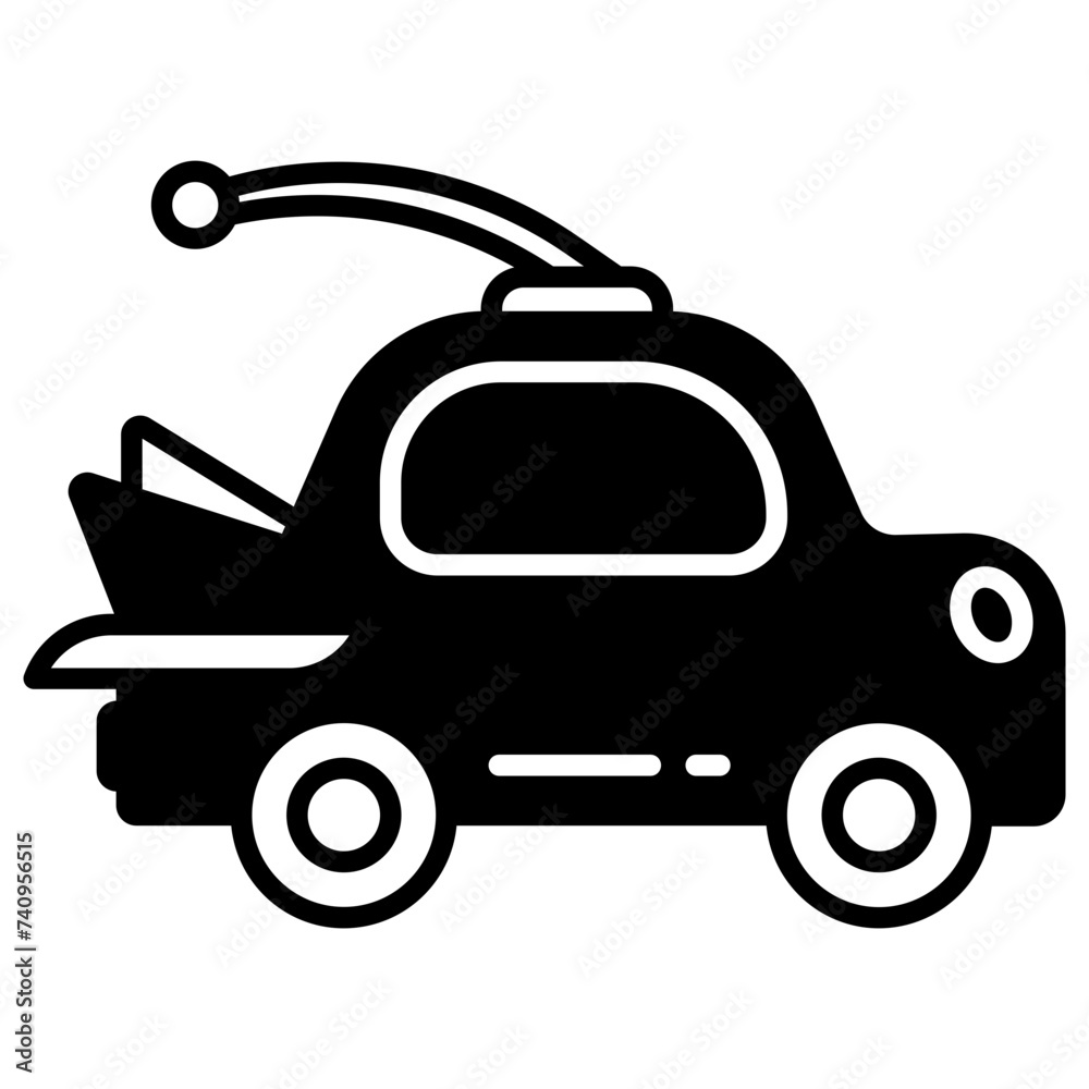 remote toy car glyph and line vector illustration