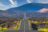 The road leading to Timanfaya Park. Lanzarote Island. Spain. Canary Islands.