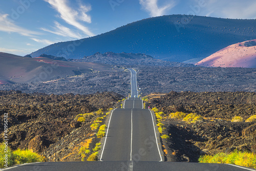 The road leading to Timanfaya Park. Lanzarote Island. Spain. Canary Islands. photo