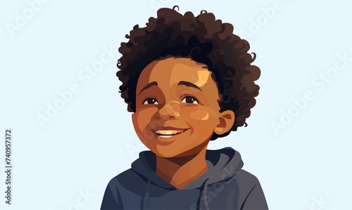happy black kid close up vector flat isolated vector style illustration