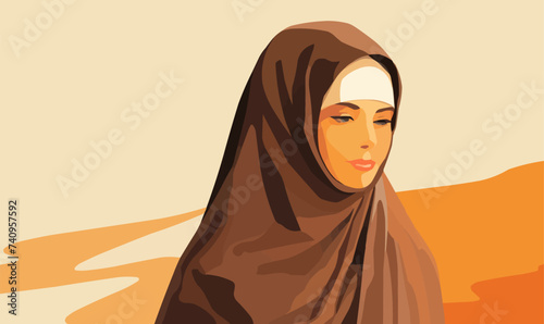islamic woman vector flat minimalistic isolated vector style illustration