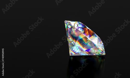 Shimmering crystal diamond on dark background