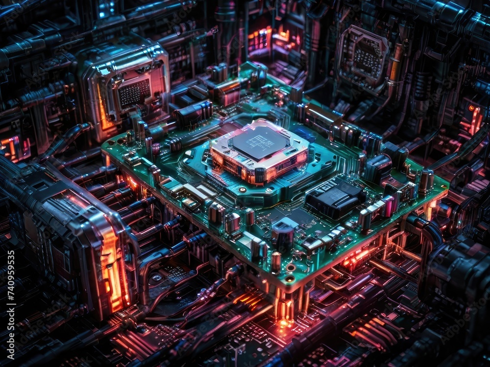 Glowing Chipset on a motherboard