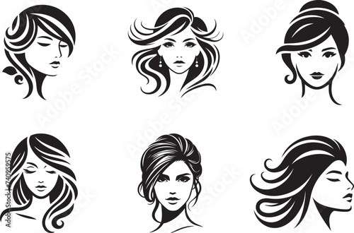 Beautiful woman silhouette vector Vector Illustration for print and website