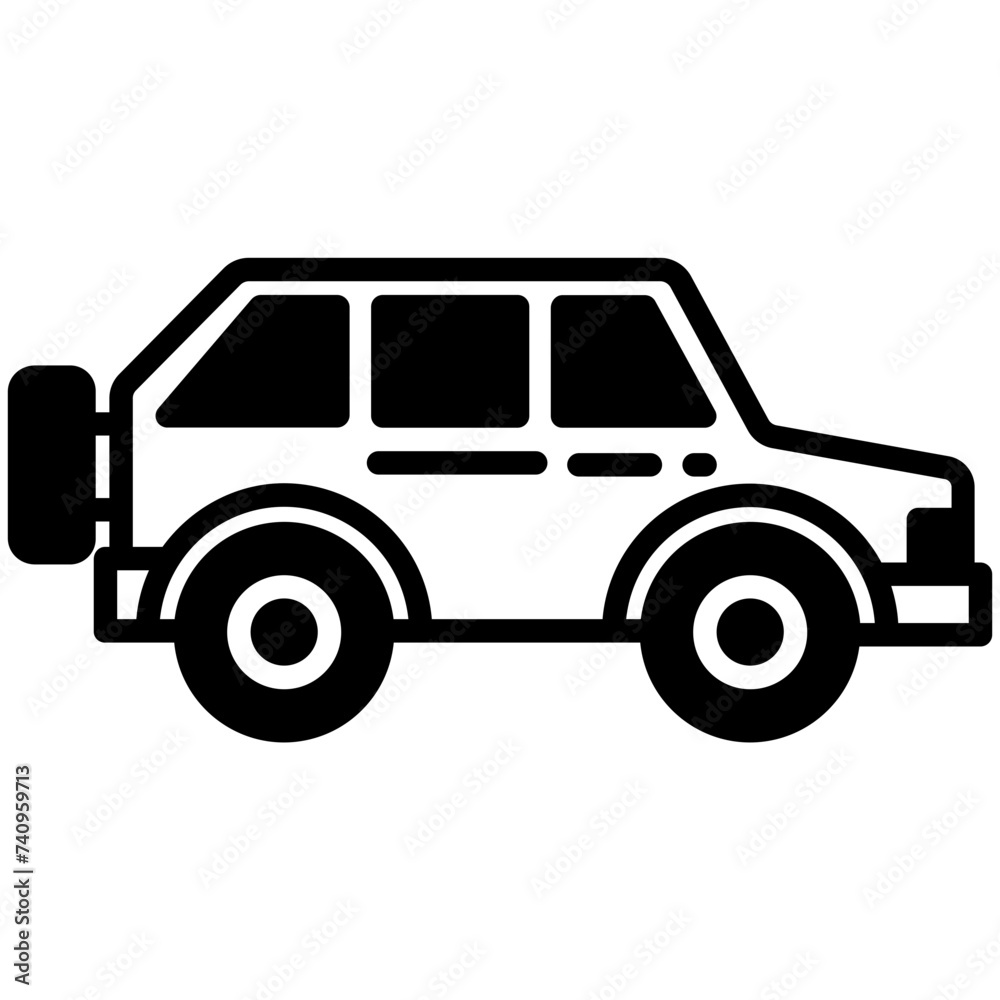 Car glyph and line vector illustration