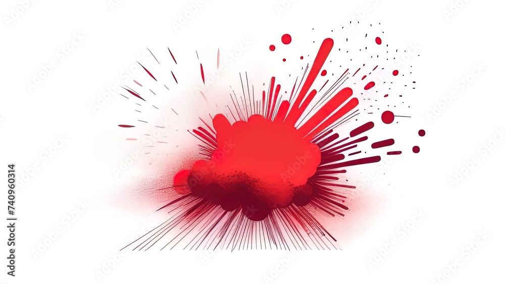 red scratched, background (splashing, blob, spatter, spots, splat, blotch, splash). Isolated stain. Grunge texture with paint stains on white background