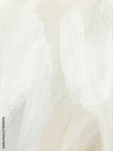 Abstract art background with paint brush strokes. Aesthetic hand painted acrylic texture in neutral white colors photo