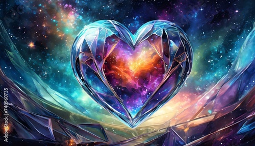crystal heart in space