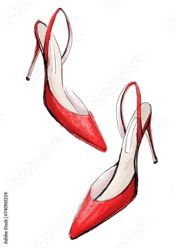 Принти на полотні red shoes illustration