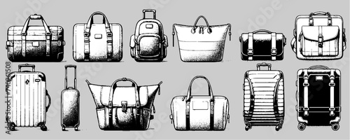 Travel bags, touristic suitcases for trip abroad and voyage