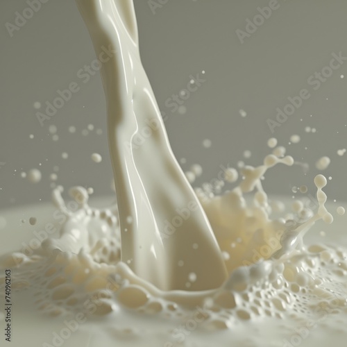 milk splashing and pouring into a glass of milk