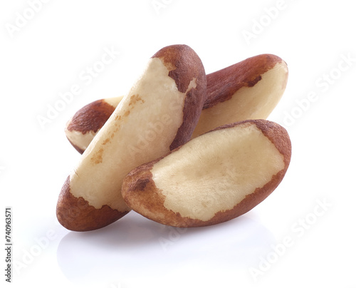 Brazil nuts in closeup on white