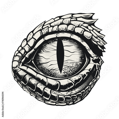 Dragon eye tattoo, dinosaur, snake or crocodile beast head, generative ai, isolated vector.