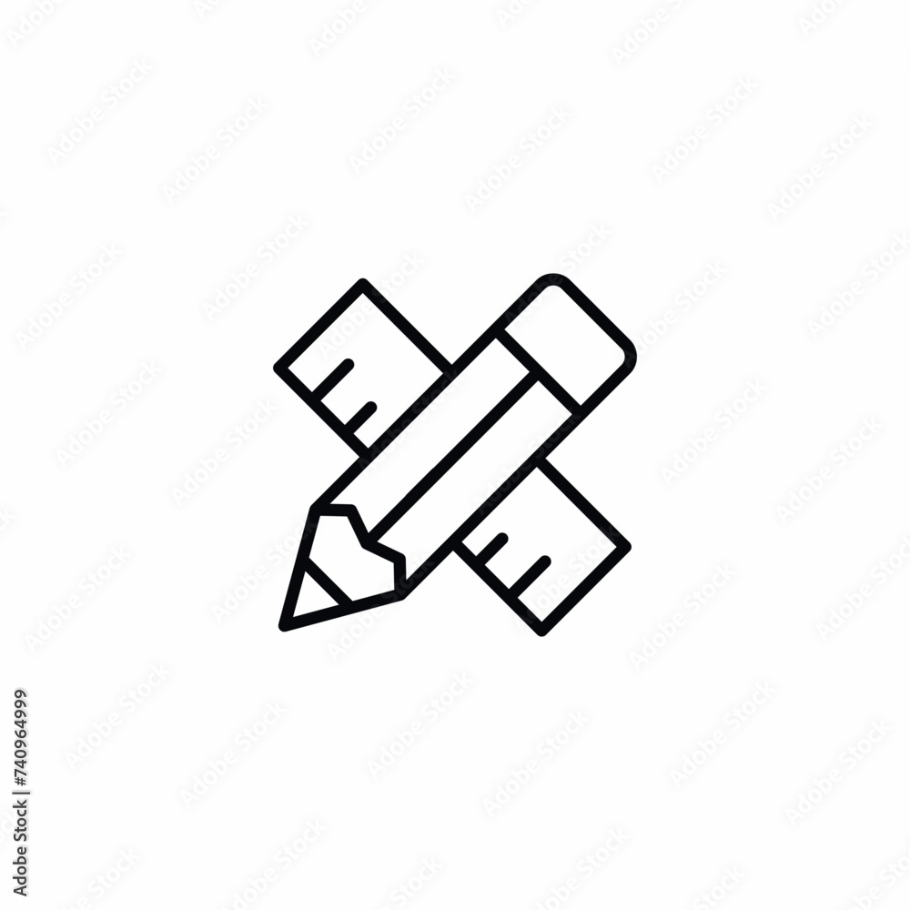 Pencil Ruler Tools Design Vector Icon Sign Symbol Pencil Ruler Tools Design Vector Icon Sign Symbol