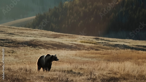 Brown Bear in the Wild, Montana wilderness landscape