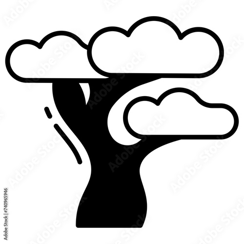 aspen tree glyph and line vector illustration