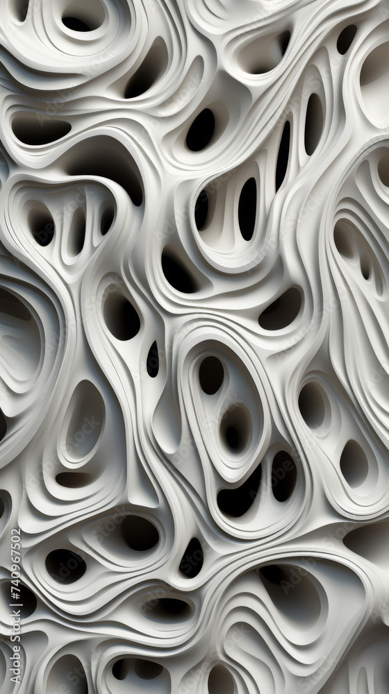 Abstract Monochrome 3D Wave Texture

