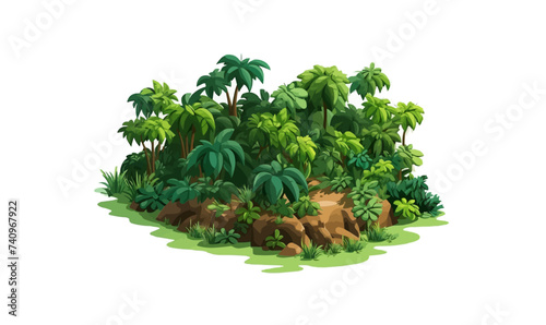 forest isometric vector flat minimalistic isolated illustration