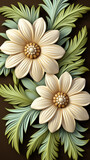 Elegant Floral Design with Cream Daisies and Green Foliage


