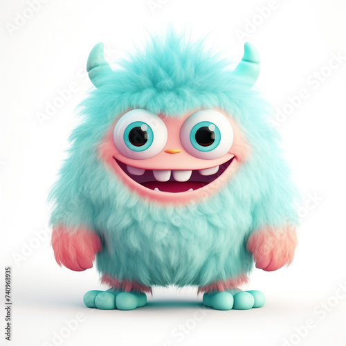 funny adorable pastel monster in white background   reated with Generative Ai