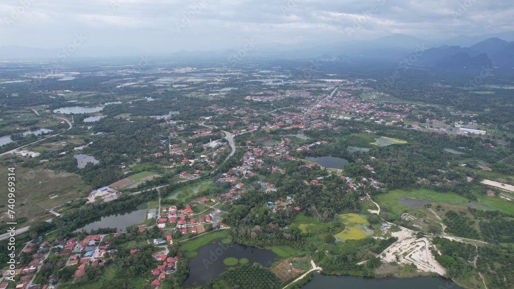 Aerial View of The Abandoned Tin Mines of Kampar, Perak Malaysia