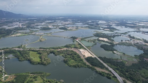 Aerial View of The Abandoned Tin Mines of Kampar, Perak Malaysia photo