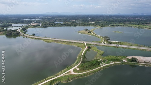 Aerial View of The Abandoned Tin Mines of Kampar, Perak Malaysia photo