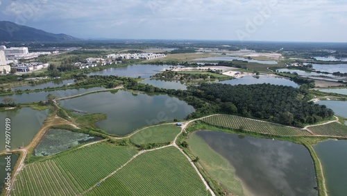 Aerial View of The Abandoned Tin Mines of Kampar, Perak Malaysia photo