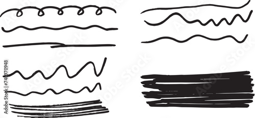 Wallpaper Mural Handwritten doodle elements. Pen underline line stroke, Marker pen highlight stroke pack. Vector swoosh brush underline set for accent, marker emphasis element. Vector illustration  Torontodigital.ca