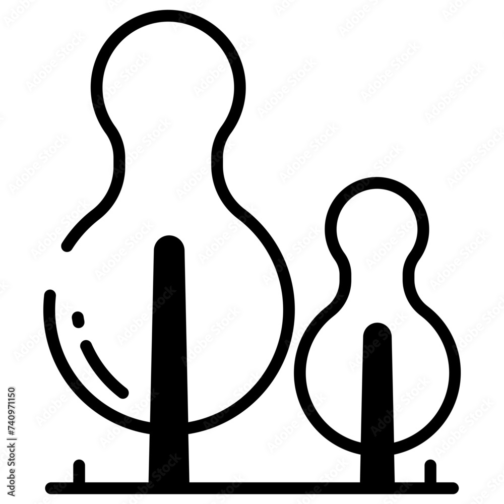 Obraz premium Cypress tree glyph and line vector illustration