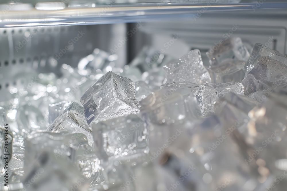 A Bunch of Ice Cubes Inside a Freezer A Bunch of Ice Cubes Inside a Freezer