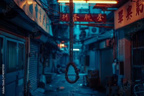 A Rope Hanging From the Ceiling of a Building