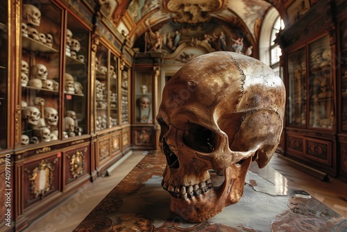 Large Human Skull on Table photo
