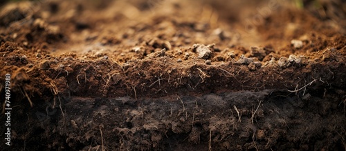 A close up of a brown piece of dirt surrounded by grass in a natural landscape, creating a beautiful pattern in the soil