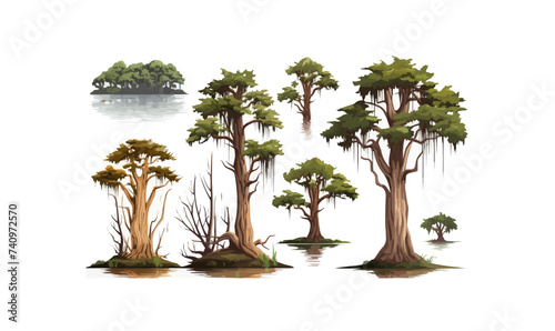 marsh trees set isolated vector style with transparent background illustration photo