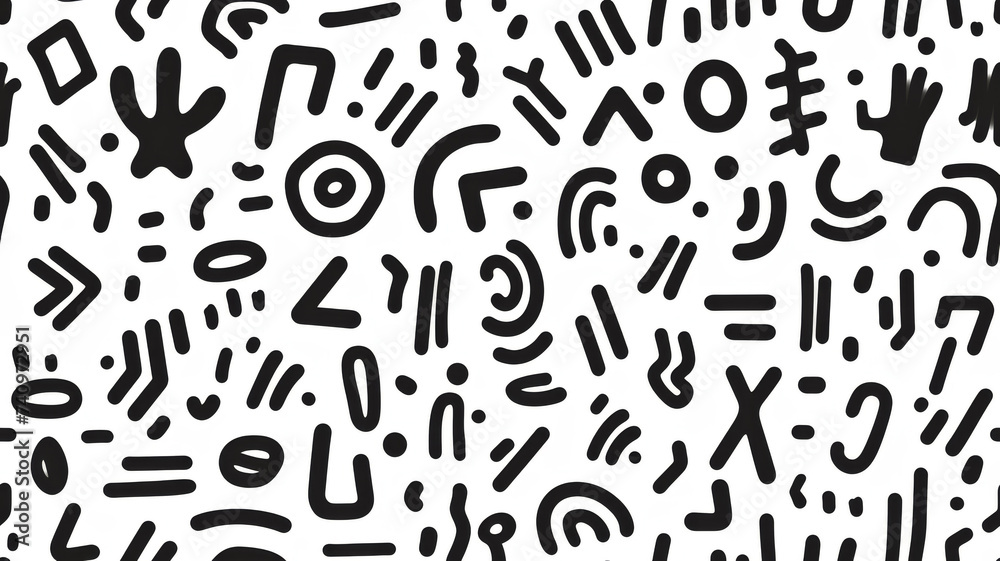 Playful Black & White Patterns, Whimsical Shapes Playful Black & White Patterns, Whimsical Shapes