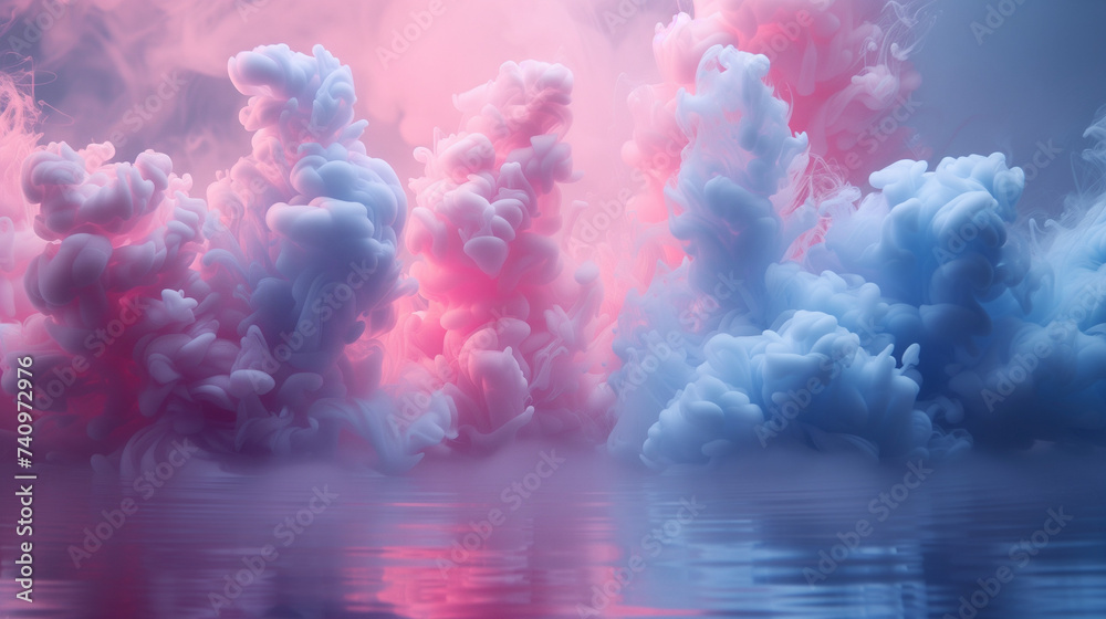 Abstract background of pink and blue ink in water close-ups , Ai generated image Abstract background of pink and blue ink in water close-ups , Ai generated image