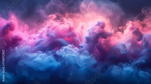 Abstract background of pink and blue ink in water close-ups , Ai generated image