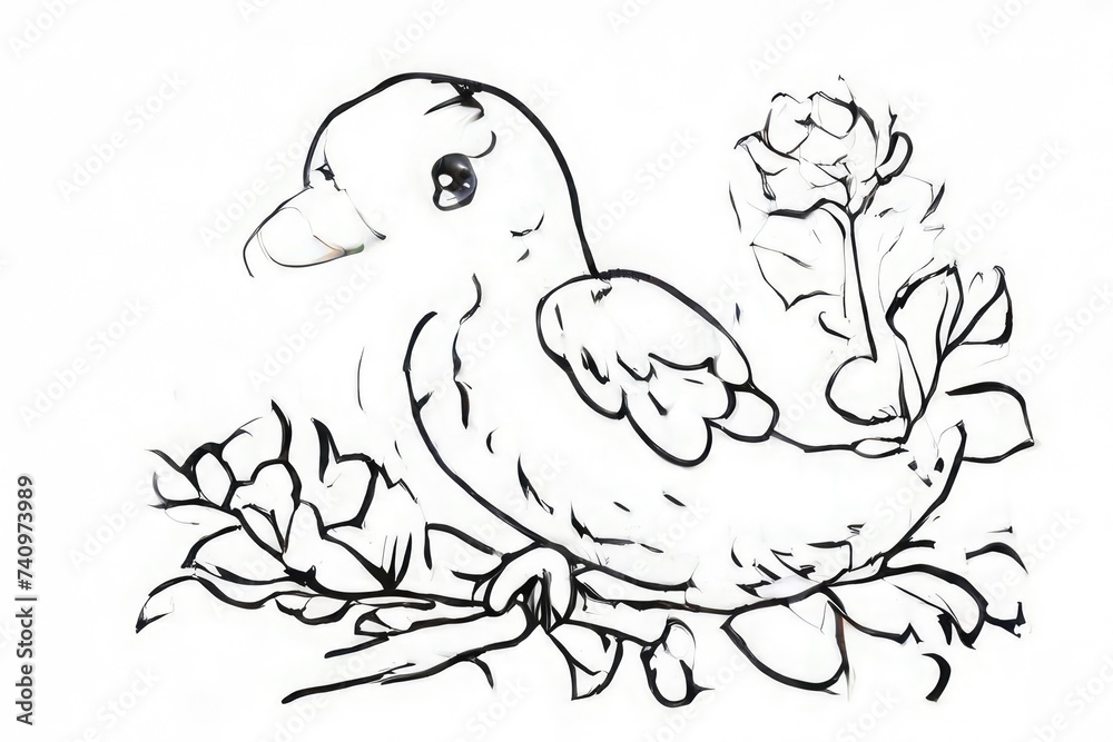 Bird perched on the branch of a flower buds tree Bird perched on the branch of a flower buds tree