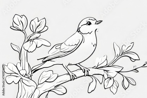 Bird perched on the branch of a flower buds tree