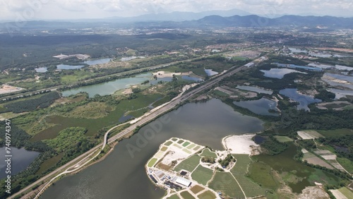 Aerial View of The Abandoned Tin Mines of Kampar, Perak Malaysia photo