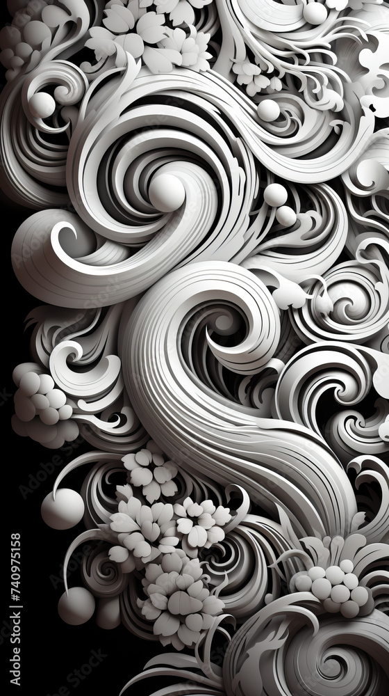 Elegant Floral Baroque Pattern in Monochrome
Elegant Floral Baroque Pattern in Monochrome