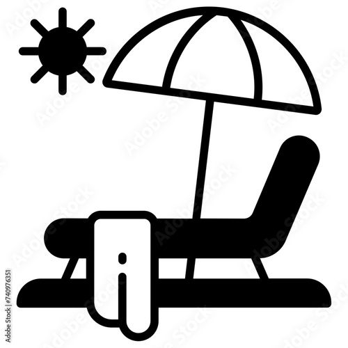 Sunbed  glyph and line vector illustration