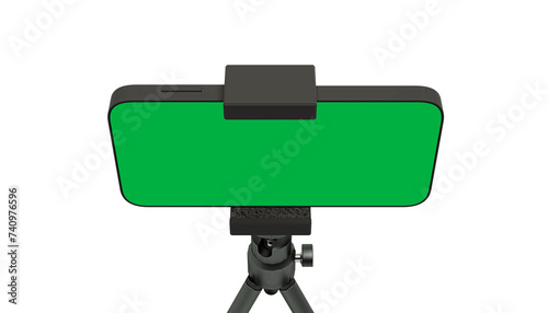 Ring lamp with mobile phone holder for making social videos, mockup for inserting personalized image, isolated, 3d rendering