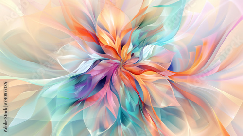 explosion of abstract flowers, where each bloom is a fusion of digital and watercolor textures in a riot of colors. photo
